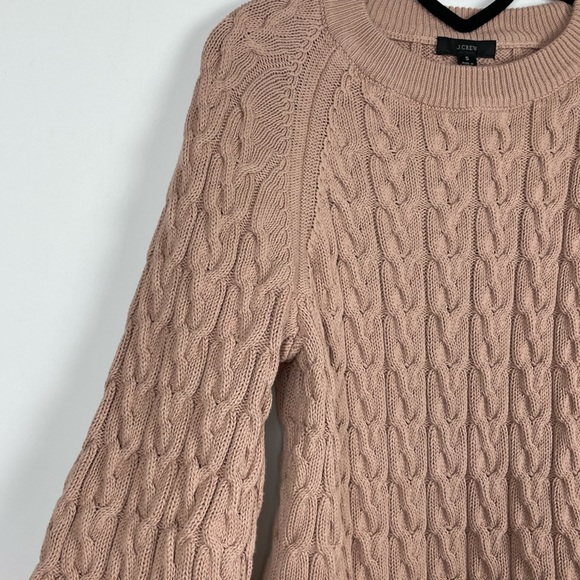 J. Crew Pink Chunky Cable Knit Balloon Sleeve Sweater Size S - Picture 4 of 7